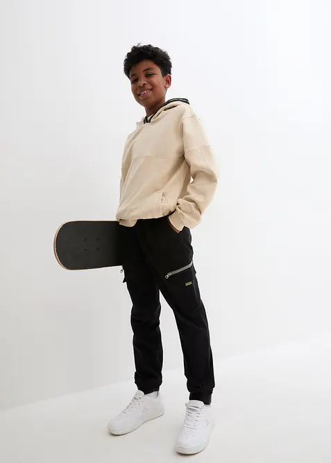 Regular fit cargo instapbroek in een elastische katoenmix, straight, bonprix