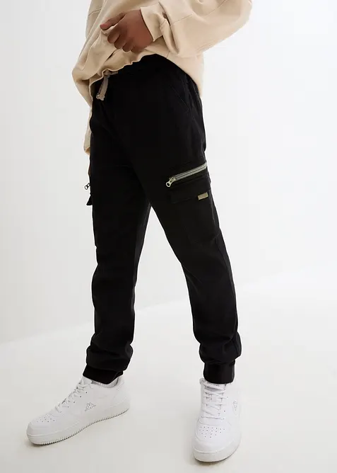 Regular fit cargo instapbroek in een elastische katoenmix, straight, bonprix