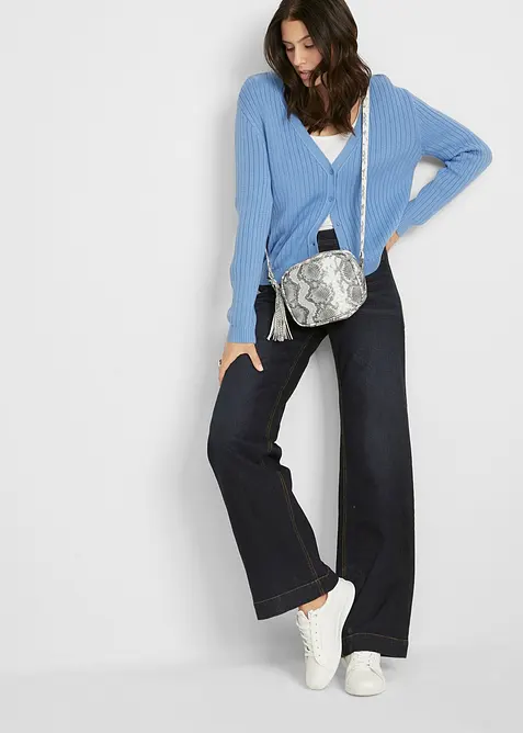 Wide leg mid waist jeans met een comfortabele band, bonprix