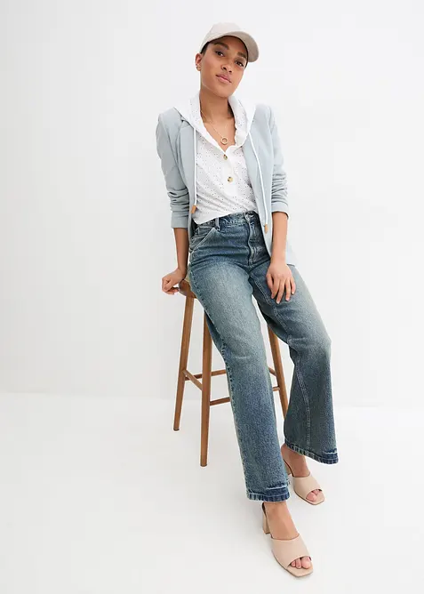 Wide leg jeans met high waist, low stretch, bonprix