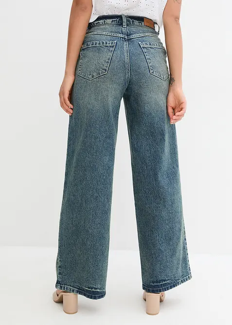 Wide leg jeans met high waist, low stretch, bonprix