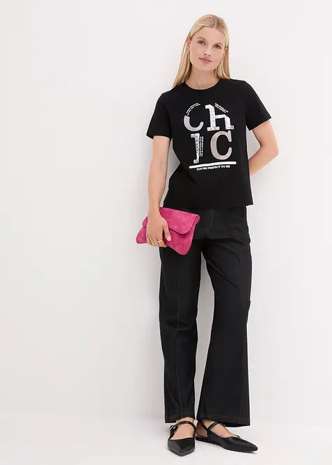 T-shirt met glitterprint, bonprix