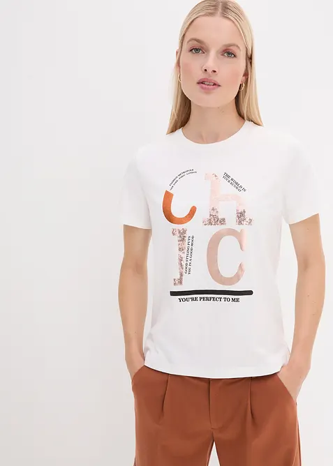 T-shirt met glitterprint, bonprix