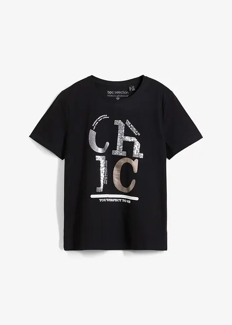T-shirt met glitterprint, bonprix