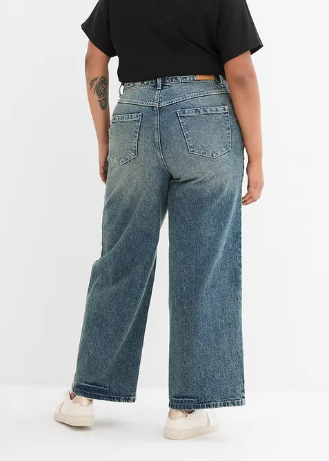 Wide leg jeans met high waist, low stretch, bonprix