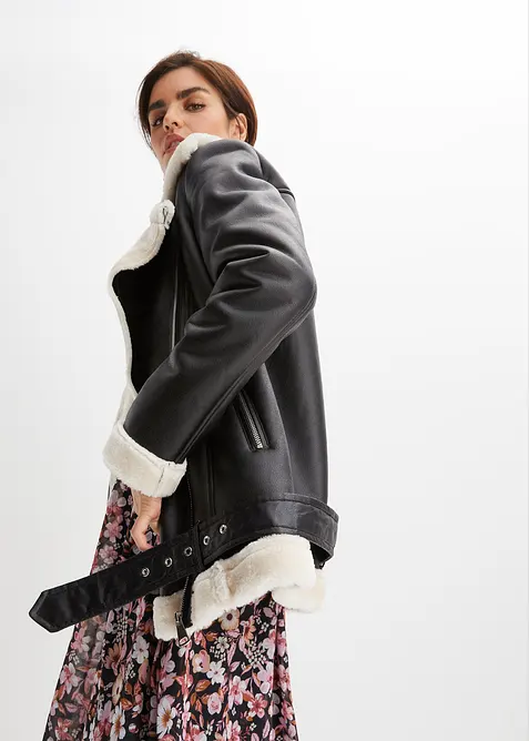 Bikerjas van imitatiebont, bonprix