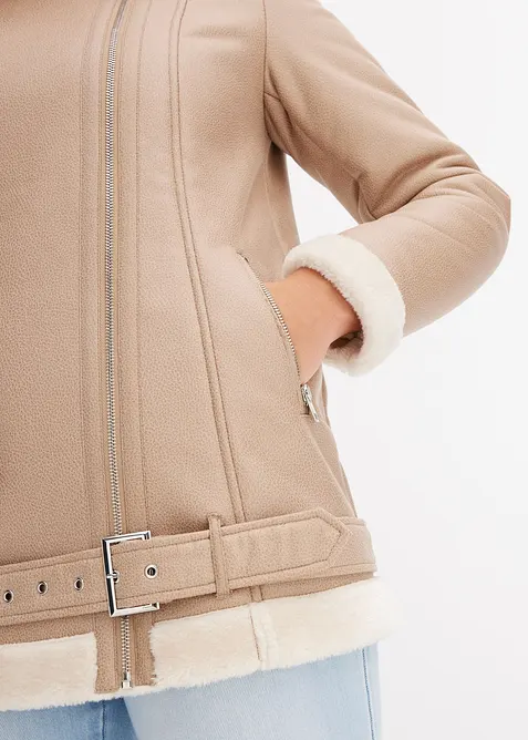 Bikerjas van imitatiebont, bonprix