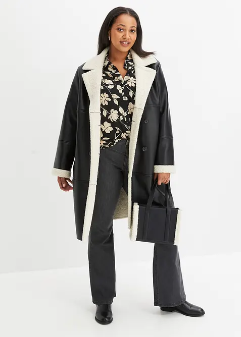 Lange imitatie lammy coat, bonprix