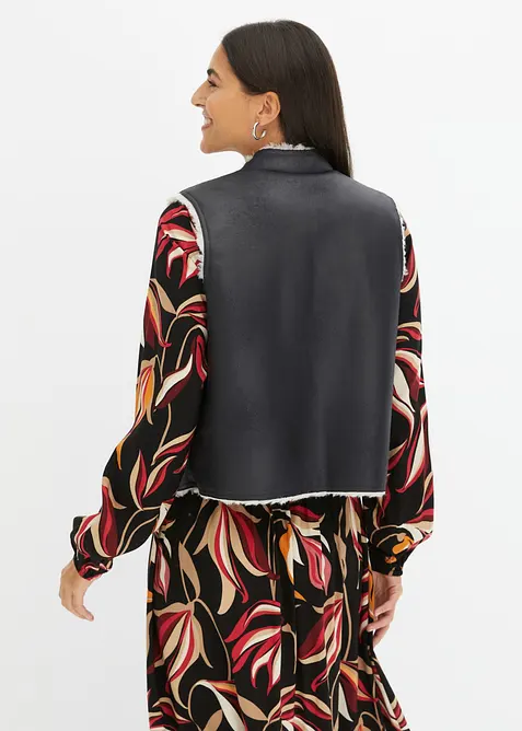 Kort vest in lammy look, bonprix