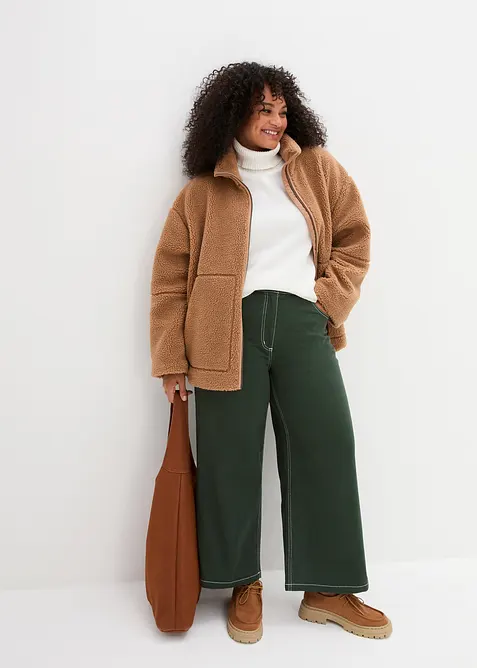 Gevoerde teddy fleece jas, bonprix