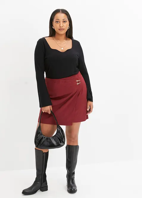 Wijd uitlopende rok in wikkellook, bonprix