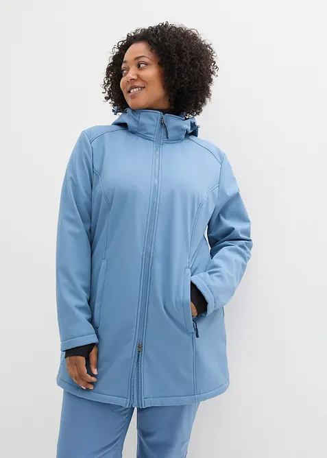 Lange, waterafstotende outdoor softshell jas met teddyfleece, bonprix