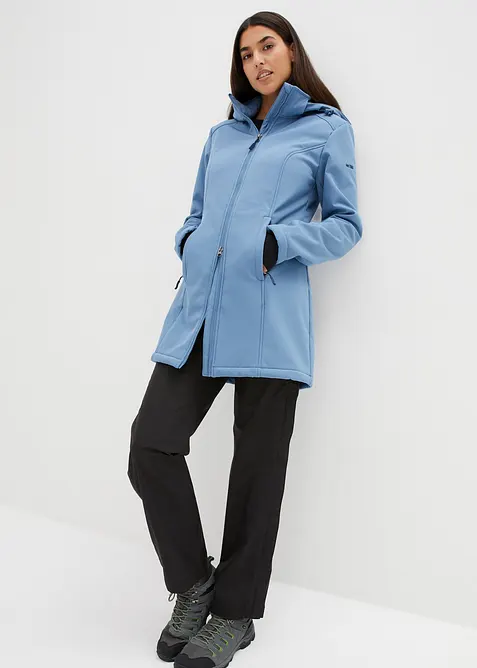 Lange, waterafstotende outdoor softshell jas met teddyfleece, bonprix