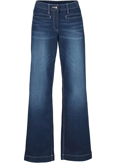 Wide leg mid waist jeans met een comfortabele band, bonprix