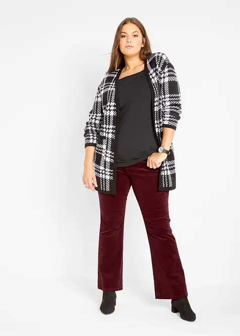 Flared stretch corduroy broek met high-waist comfortband, bonprix