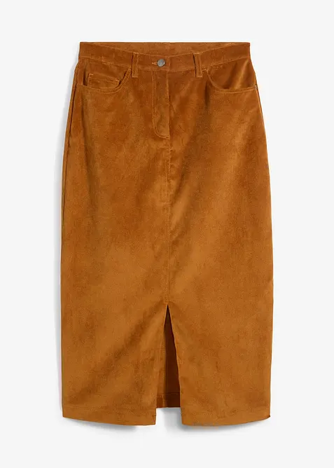 Stretch corduroy rok in midilengte, bonprix