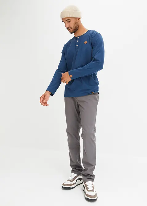 Henley shirt van biologisch katoen (set van 2), lange mouw, bonprix