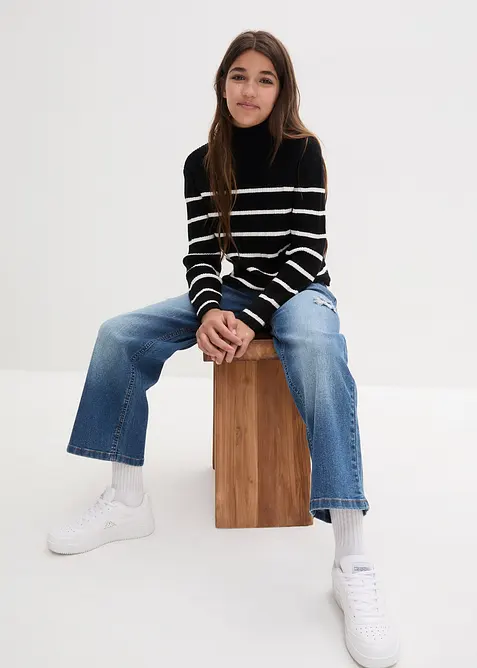 Wide leg jeans mid waist, bonprix