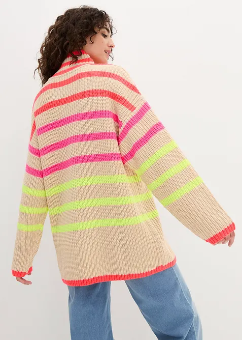 Oversized trui met neon strepen, bonprix