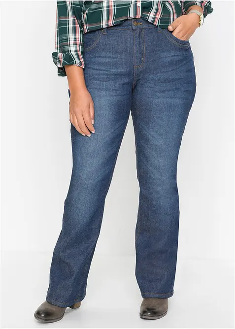 Thermo bootcut jeans, high waist, bonprix