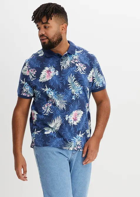 Jersey poloshirt met Hawaï-print, korte mouw, bonprix