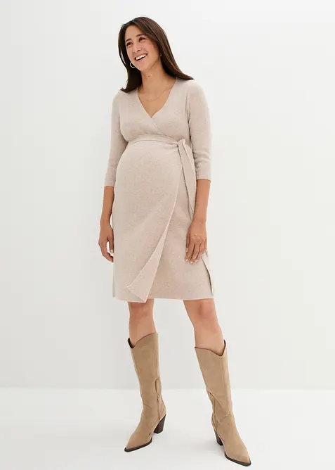 Zacht gebreide zwangerschapsjurk / voedingsjurk met 3/4 mouwen, bonprix