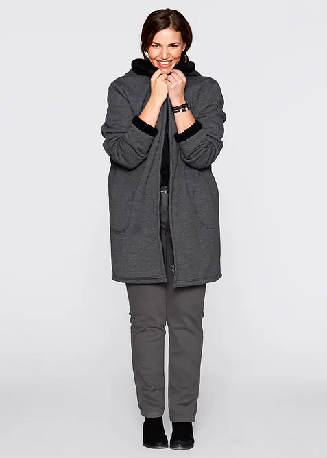 Sweatvest met capuchon en teddy, bonprix