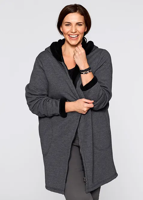 Sweatvest met capuchon en teddy, bonprix