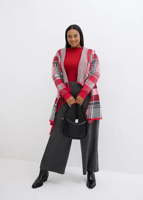 Lang vest met franjes, bonprix