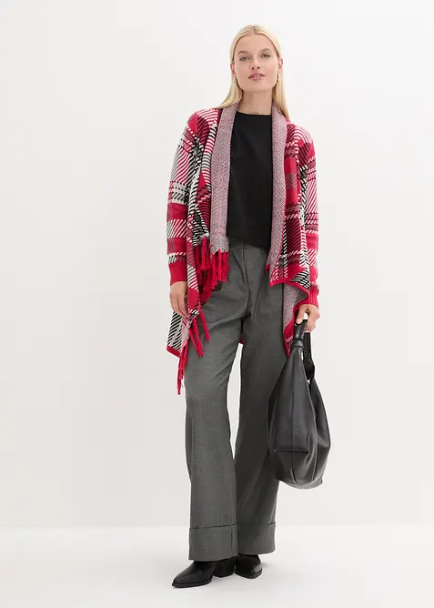 Lang vest met franjes, bonprix