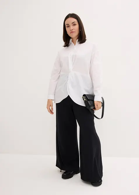 High-low blouse van popeline, lange mouw, bonprix