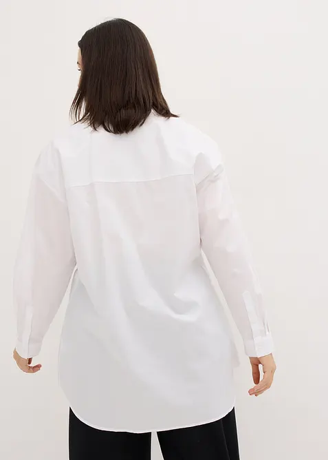 High-low blouse van popeline, lange mouw, bonprix