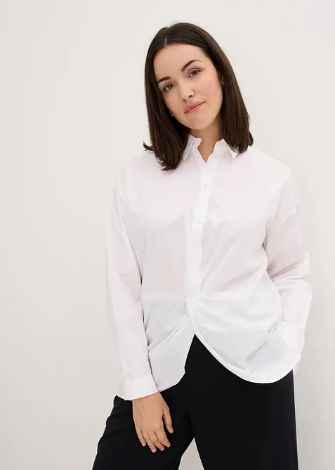 High-low blouse van popeline, lange mouw, bonprix