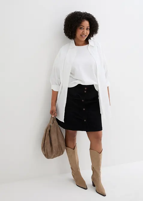 Stretch corduroy rok met knoopsluiting, bonprix