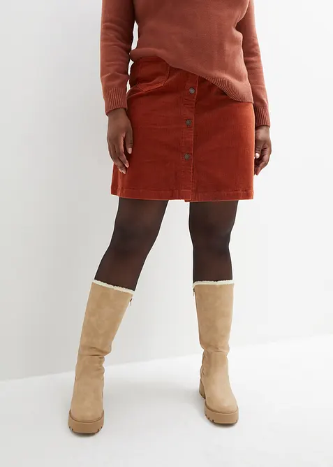 Stretch corduroy rok met knoopsluiting, bonprix