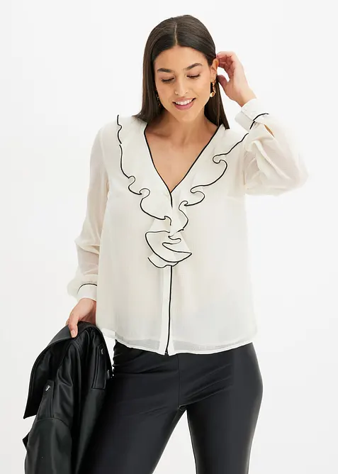 Chiffon blouse met volants, bonprix