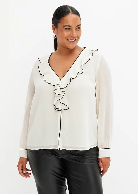 Chiffon blouse met volants, bonprix