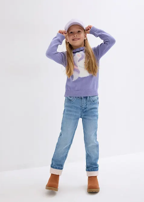 Meisjes thermojeans met jersey voering, slim fit, bonprix