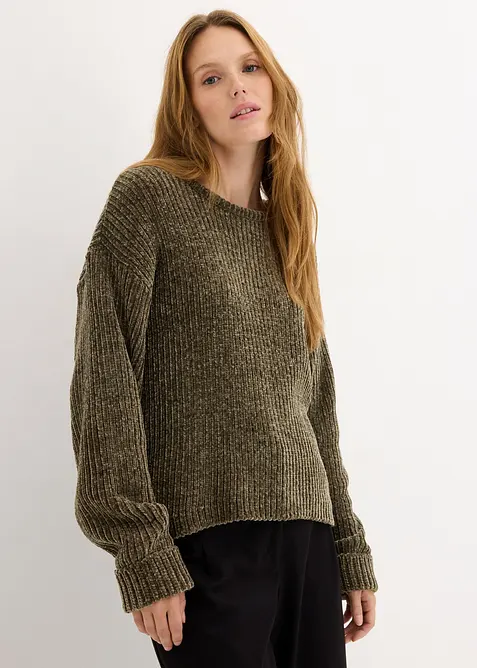 Oversized trui van zachte chenille, bonprix