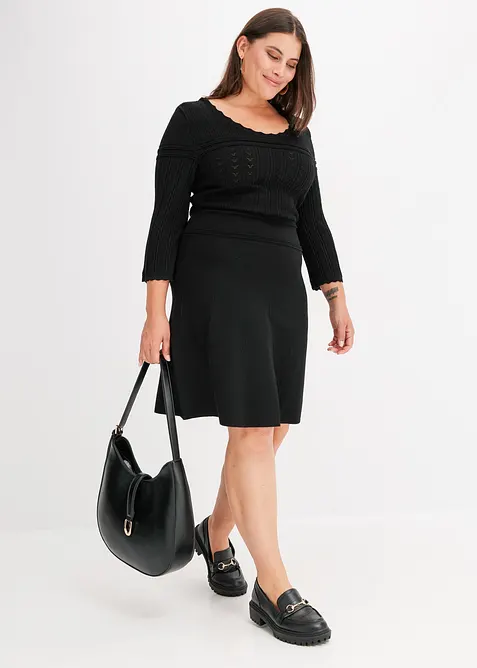 Gebreide jurk met ajourpatroon, bonprix