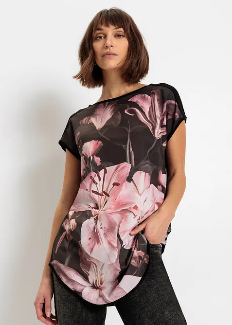 Gedessineerd shirt in een zachte viscosemix, bonprix