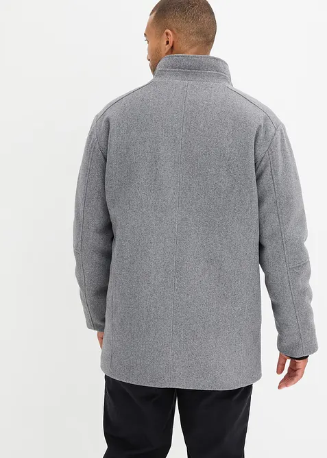 Winterjas met windvanger in wollen look, bonprix