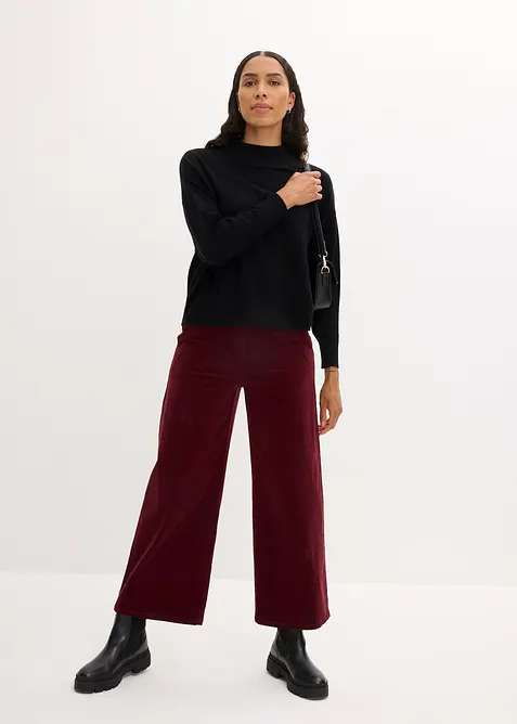 Wijde corduroy broek met high-waist comfortband, bonprix
