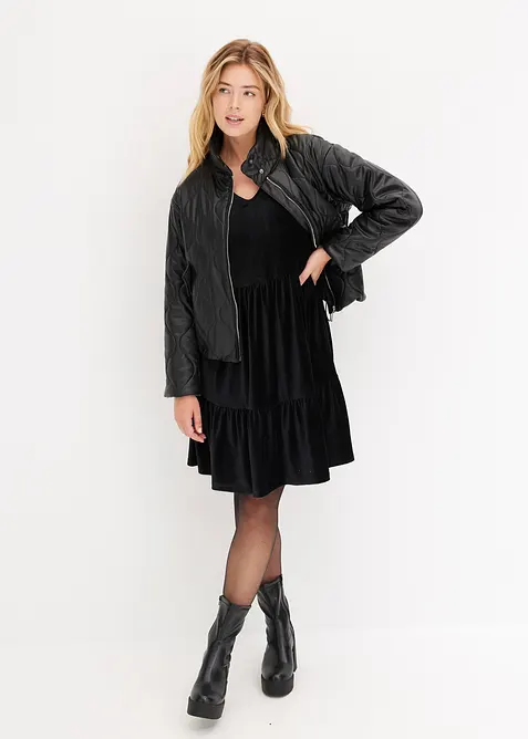 Mini jurk van elastisch fluweel, bonprix