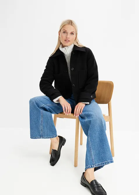 Wide leg jeans met mid waist, bonprix