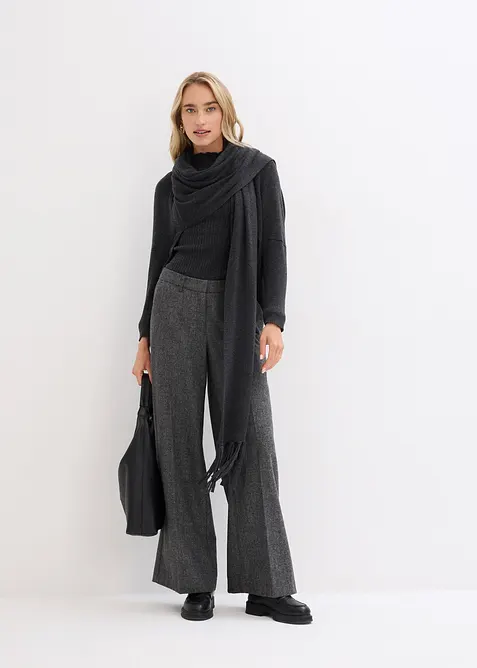 Wollen broek met visgraatpatroon, bonprix