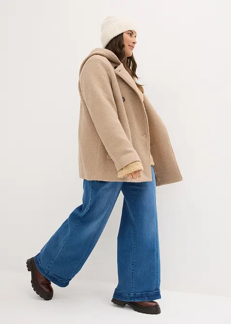Peacoat van zacht boucl&eacute;, bonprix