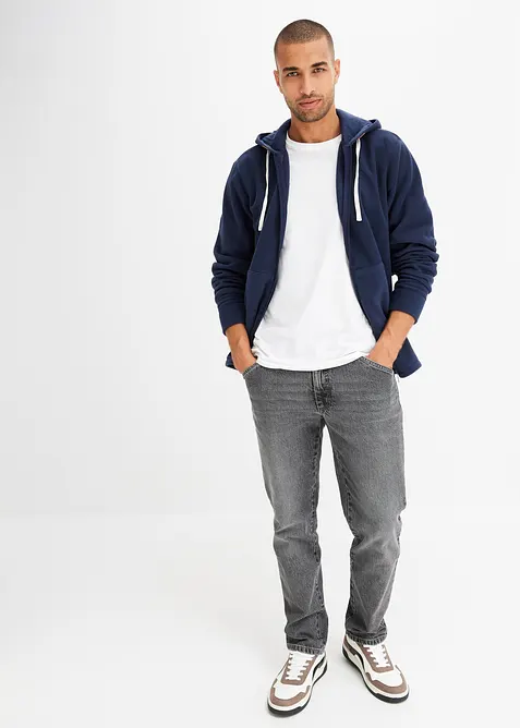 Fleece vest met capuchon en opgestikte zakken, bonprix