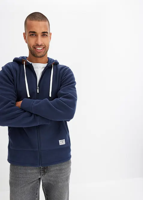 Fleece vest met capuchon en opgestikte zakken, bonprix