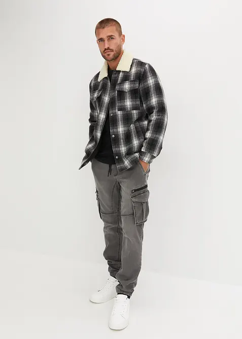 Regular fit sweat jeans met cargozakken, straight, bonprix